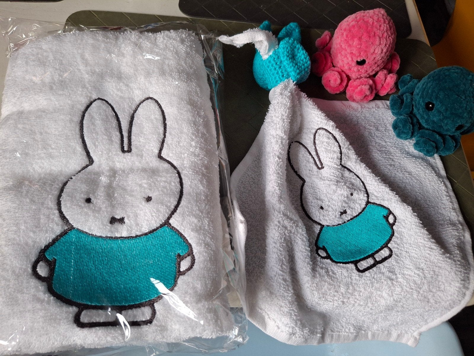 Nijntje handdoek, knuffeldoekje, gehaakte octopus & drop, Handgemaakt, Nieuw, Nijntje, Ophalen of Verzenden
