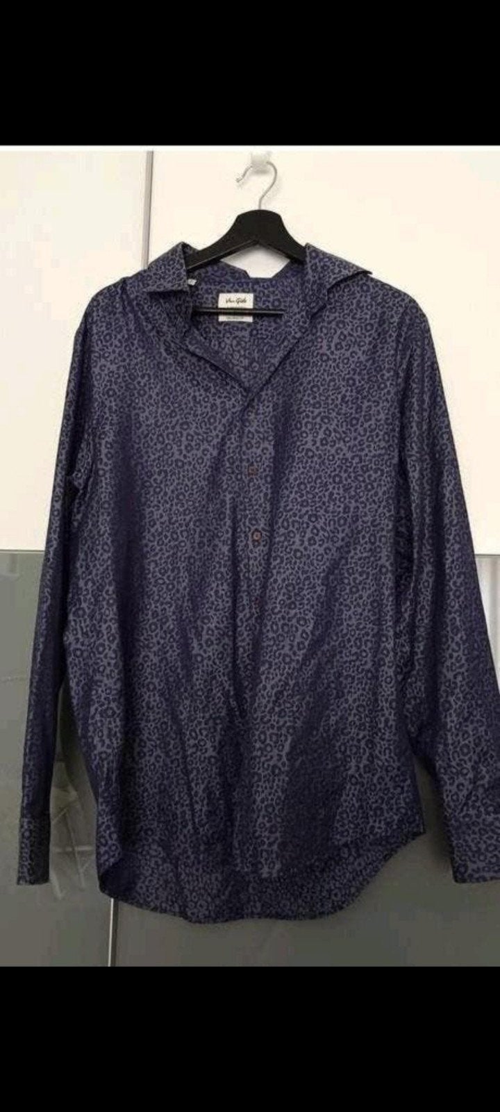 Van Gils overhemd met dierenprint, maat 41, Kleding | Heren, Overhemden, Gedragen, Halswijdte 41/42 (L), Blauw, Ophalen of Verzenden