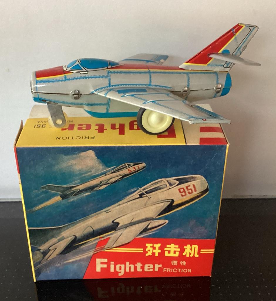 Vintage 1970 blikken Jet Fighter MF 951,China,Nieuw in doos, Ophalen