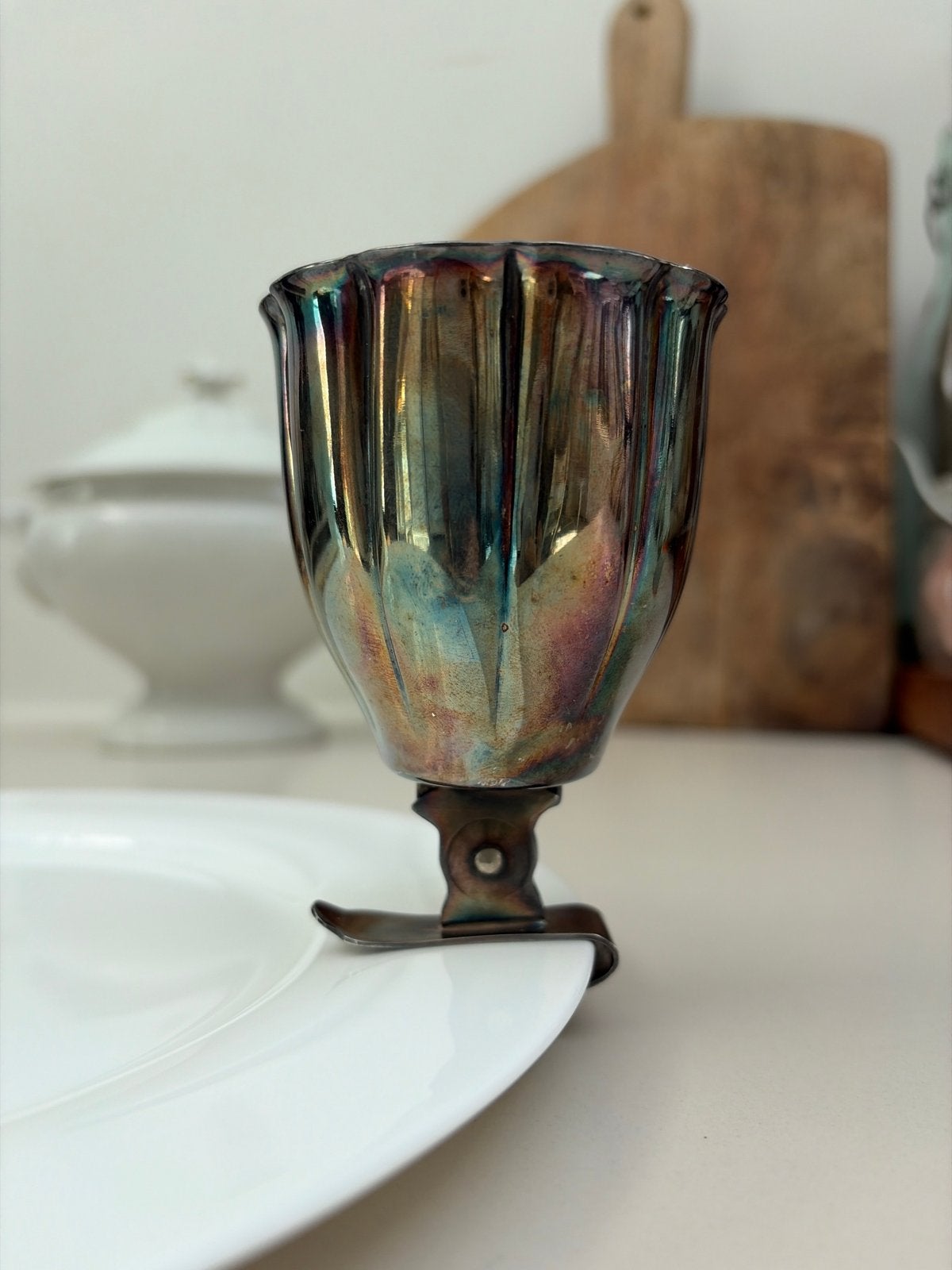Vintage Verzilverde Lepeltjeshouder, Ophalen of Verzenden, Zilver
