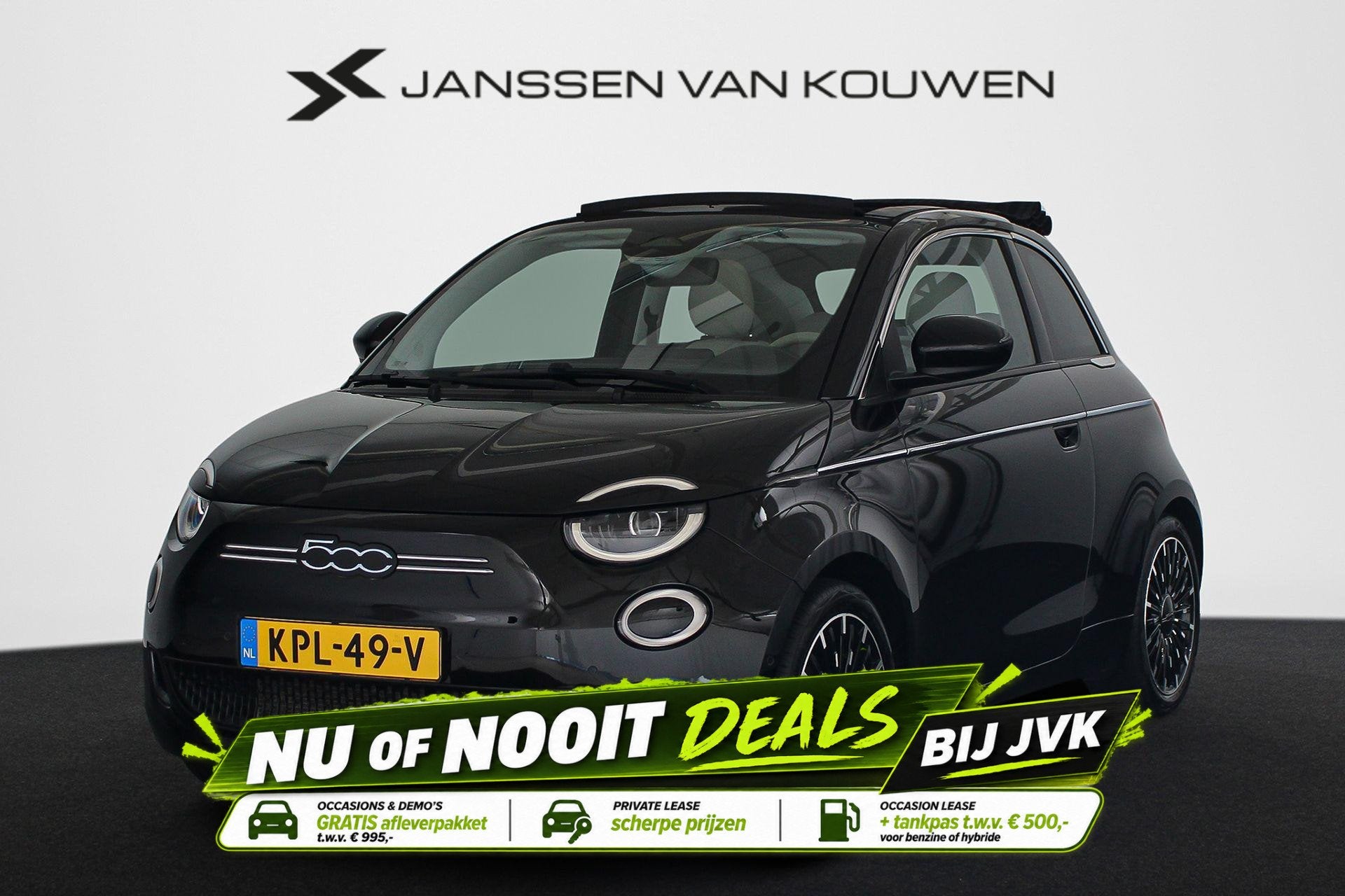 Fiat 500 C La Prima 42 kWh Cabrio Leder Stoelverwarming Acht, Gebruikt, 118 pk, 93 %, Cabriolet