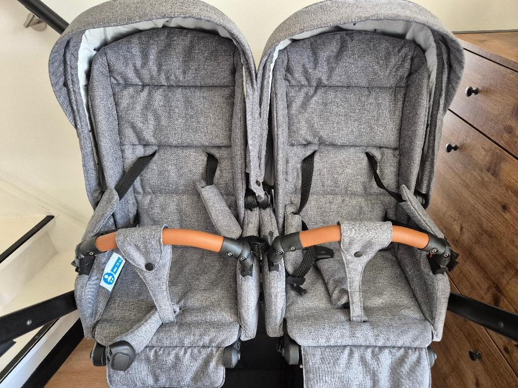 Tweeling kinderwagen, Zo goed als nieuw, Verstelbare duwstang, Ophalen, Kinderwagen