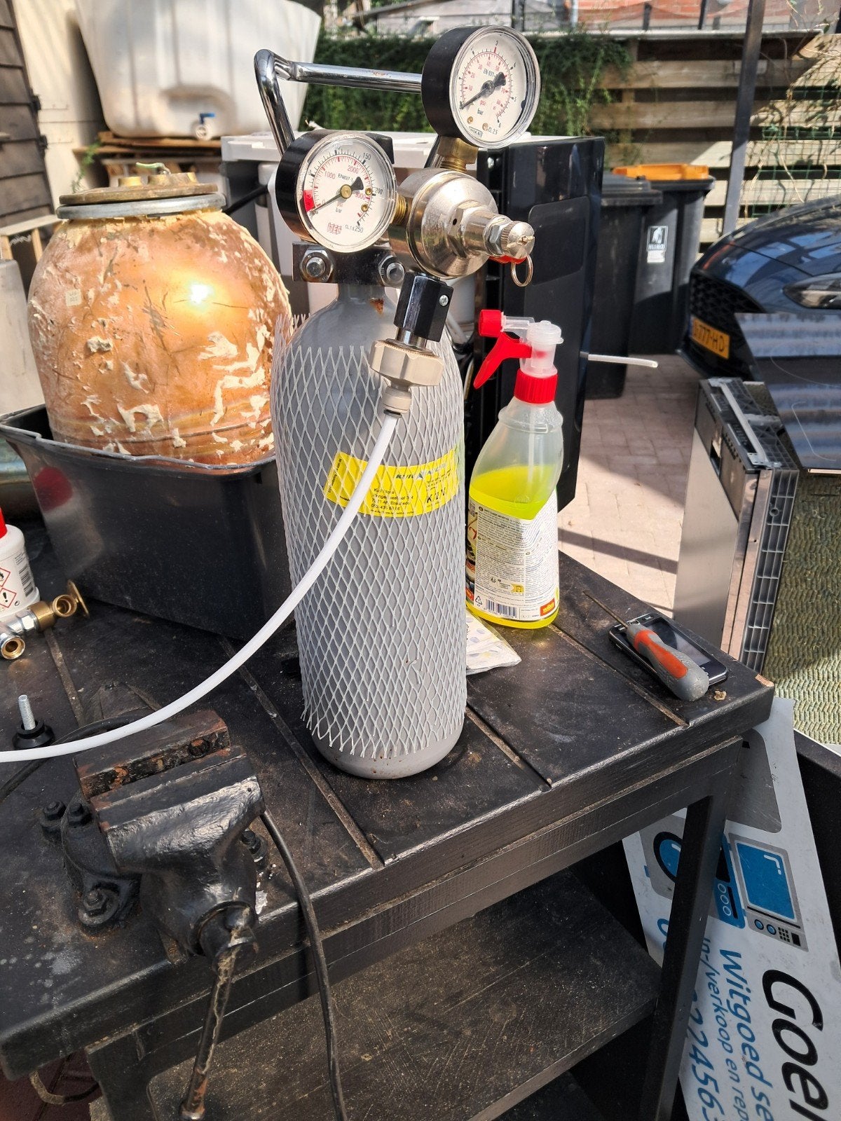 CO2 fles 3/4 vol met drukregelaar voor Quooker, Ophalen, Metaal, Grijs, Overige merken