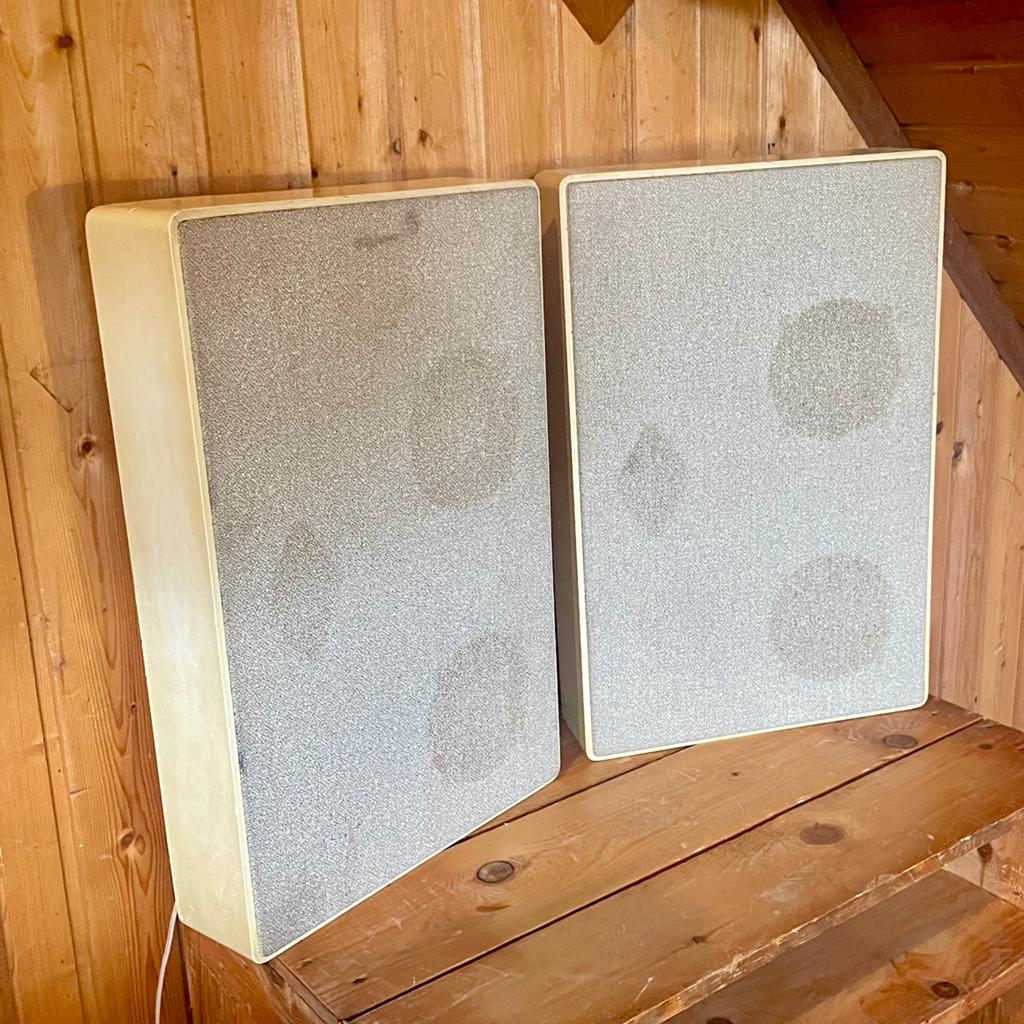 Vintage Grundig HiFi-Box 303 M a  speakers - begin jaren 70, Audio, Tv en Foto, Luidsprekers, Gebruikt, Minder dan 60 watt, Front, Rear of Stereo speakers