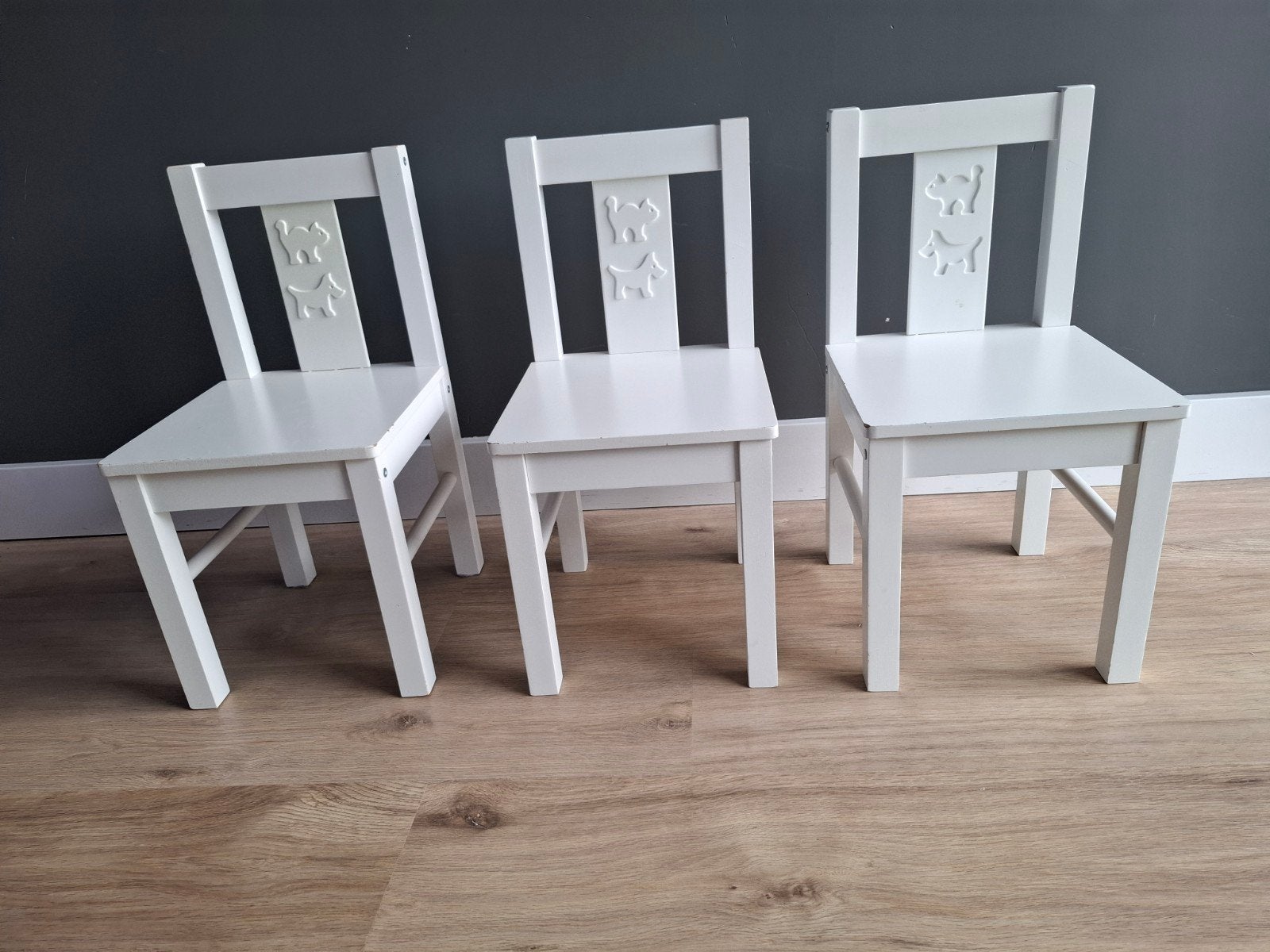 3 Witte Kinderstoeltjes met Leuke Dierenfiguren, Ophalen, Gebruikt, Stoel(en)