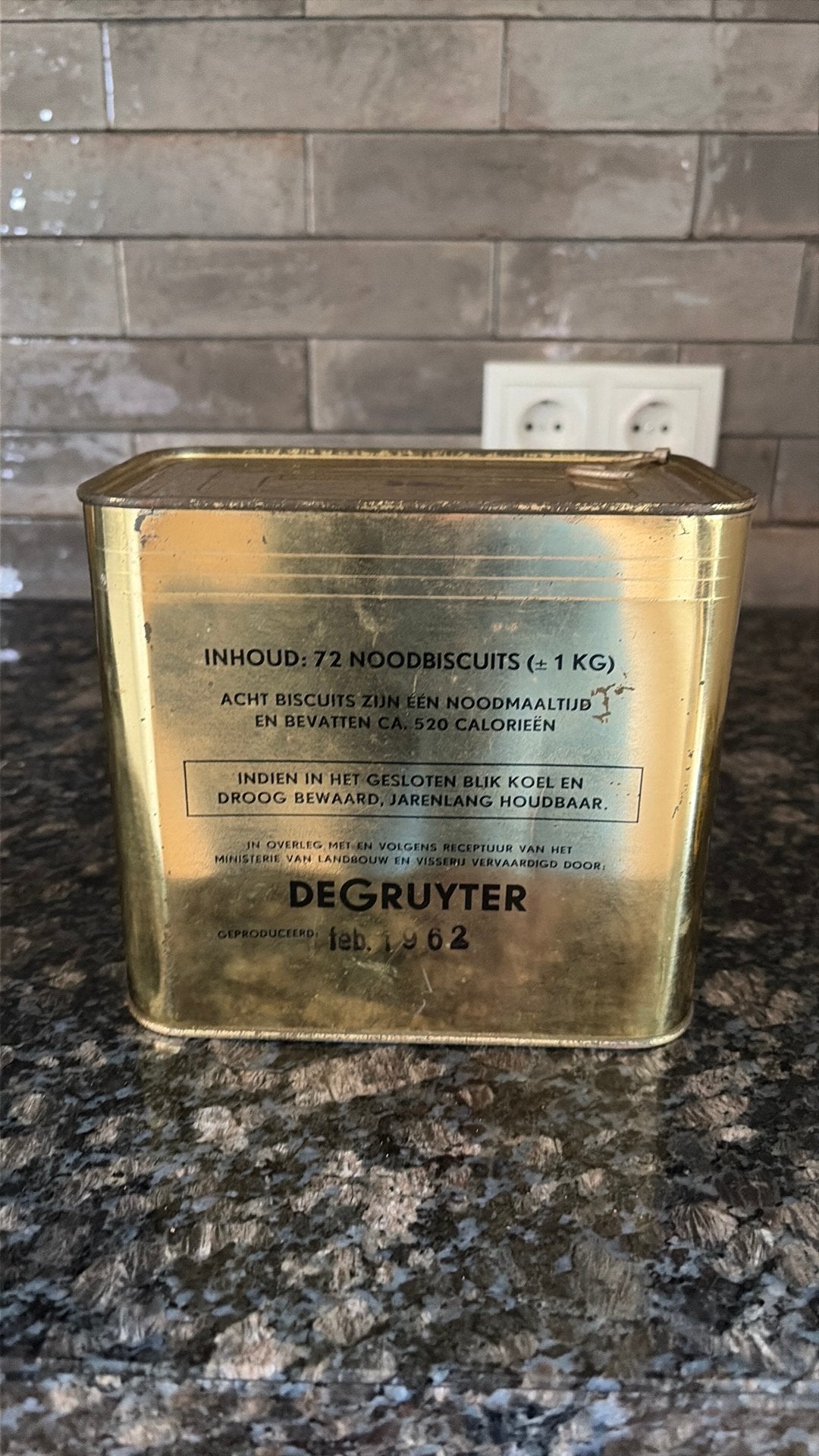 Blik Noodbiscuits De Gruyter 1962, Verzamelen, Ophalen of Verzenden, Zo goed als nieuw, Overige, Overige merken