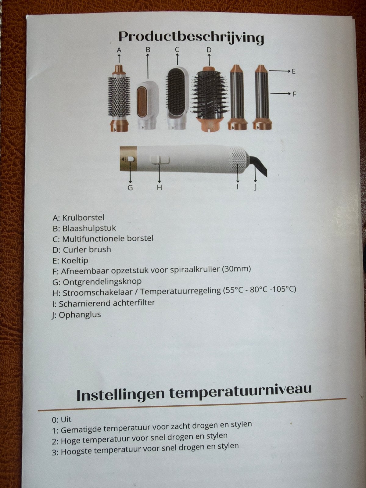 Tutabelle Föhn Airstyler Krultang 5-in-1 in lederen doosje, Verzenden, Nieuw, Krultang of Stijltang