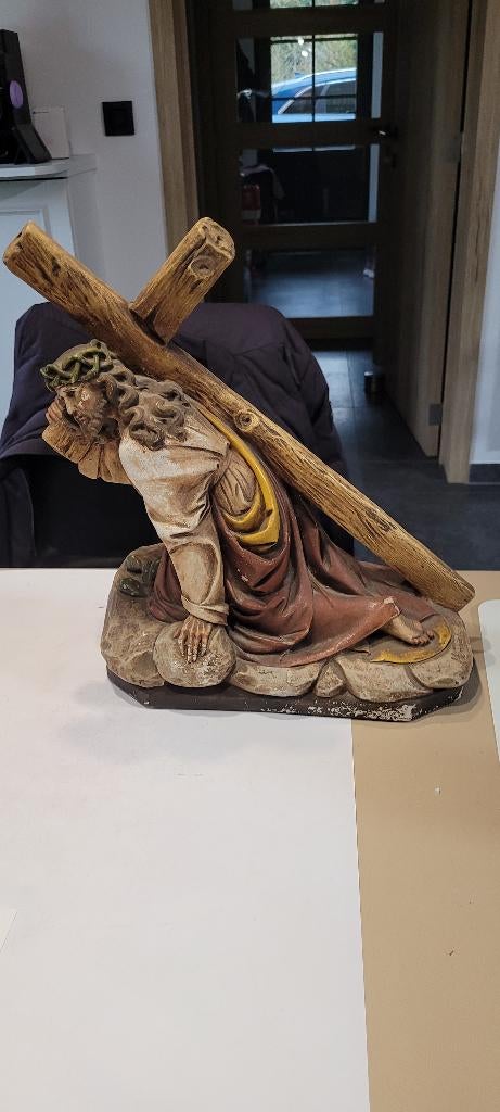 mooi groot oud gipsen devotica beeld (14iv283/14), Antiek en Kunst, Antiek | Religie, Ophalen of Verzenden