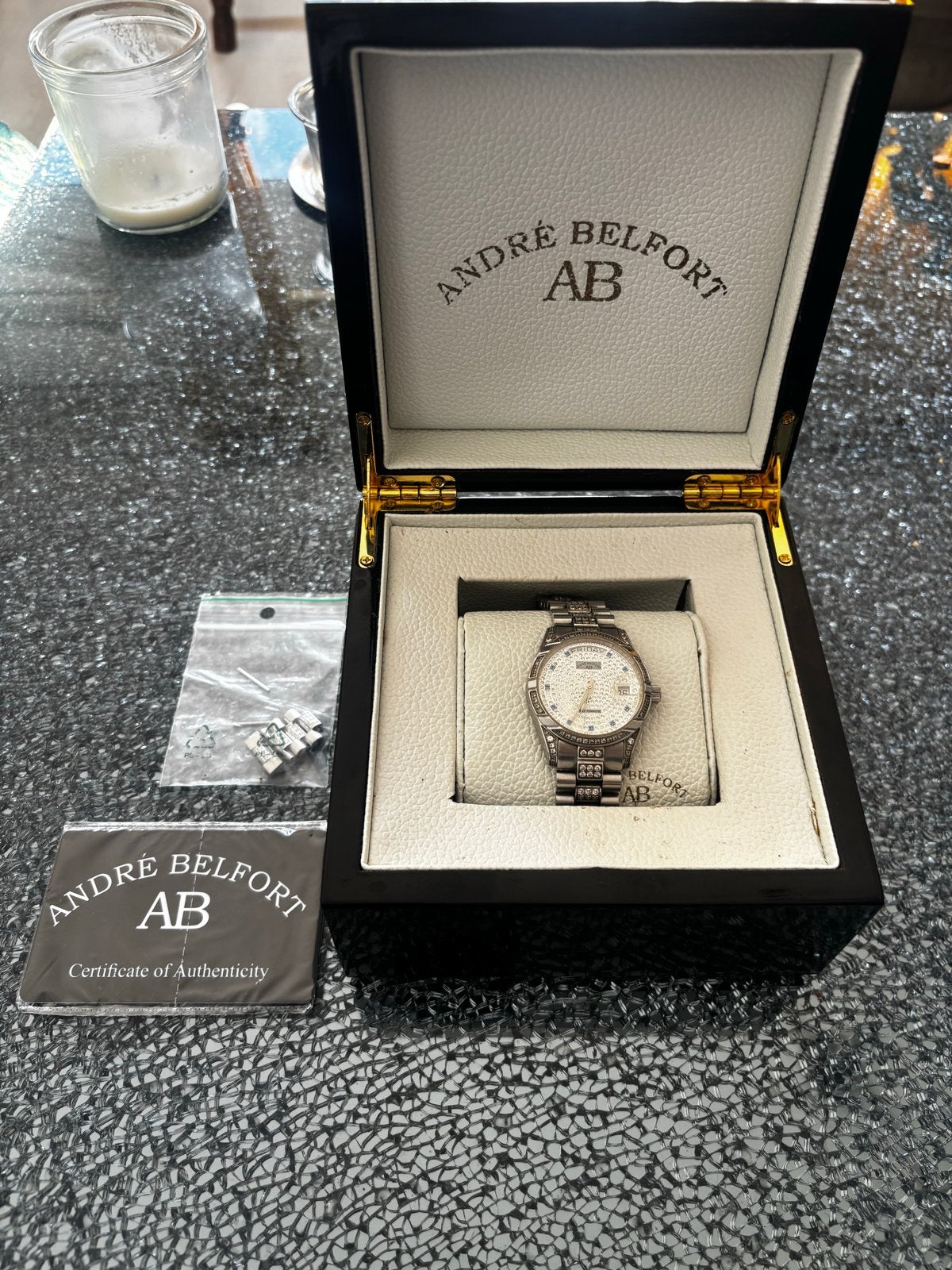 André Belfort AB automatisch horloge met originele doos, Overige merken, Staal, Polshorloge, Ophalen of Verzenden