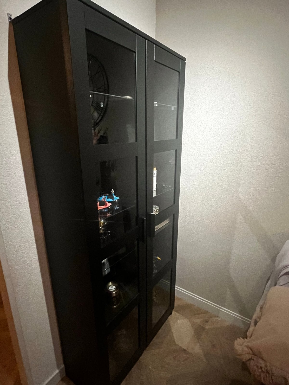 IKEA Brimnes met glazen deuren, zwart, Huis en Inrichting, Kasten | Vitrinekasten, Ophalen, 200 cm of meer, 50 tot 100 cm, Zo goed als nieuw