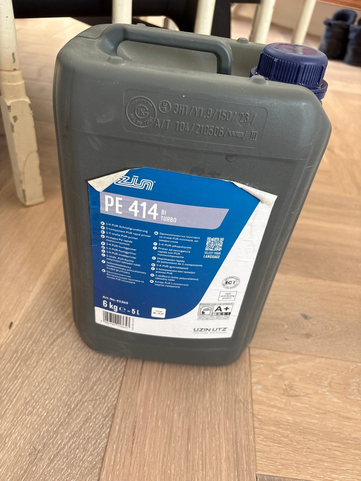 Uzin PE 414 Turbo 1K PUR snelgrondmiddel 5L grondeer vloer, Minder dan 5 liter, Ophalen of Verzenden, Nieuw, Grijs