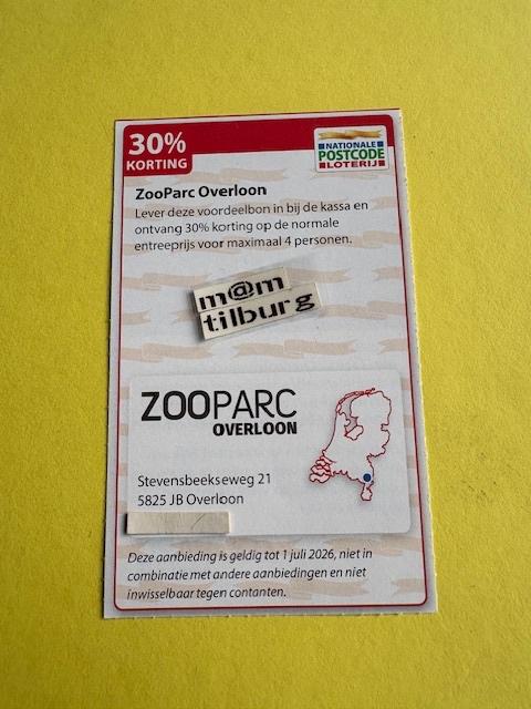 ZooParc Overloon 30% korting voor max. 4 personen., Drie personen of meer, Kortingskaart