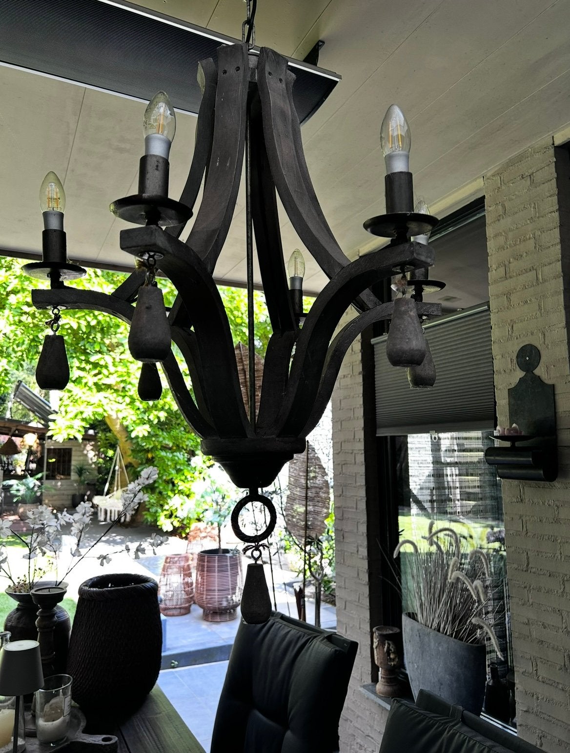 PTMD denver grey wood chandelier, Ophalen, Zo goed als nieuw, Hout