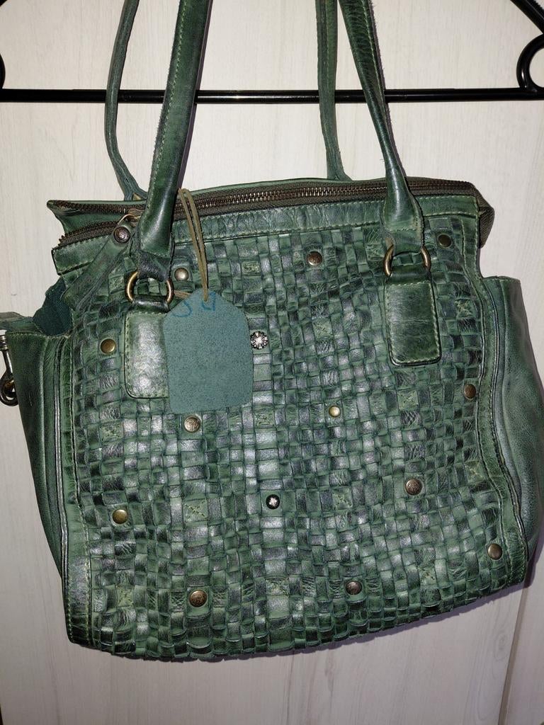Bear Design leren tas groen leer, Ophalen of Verzenden, Zo goed als nieuw, Groen, Schoudertasje
