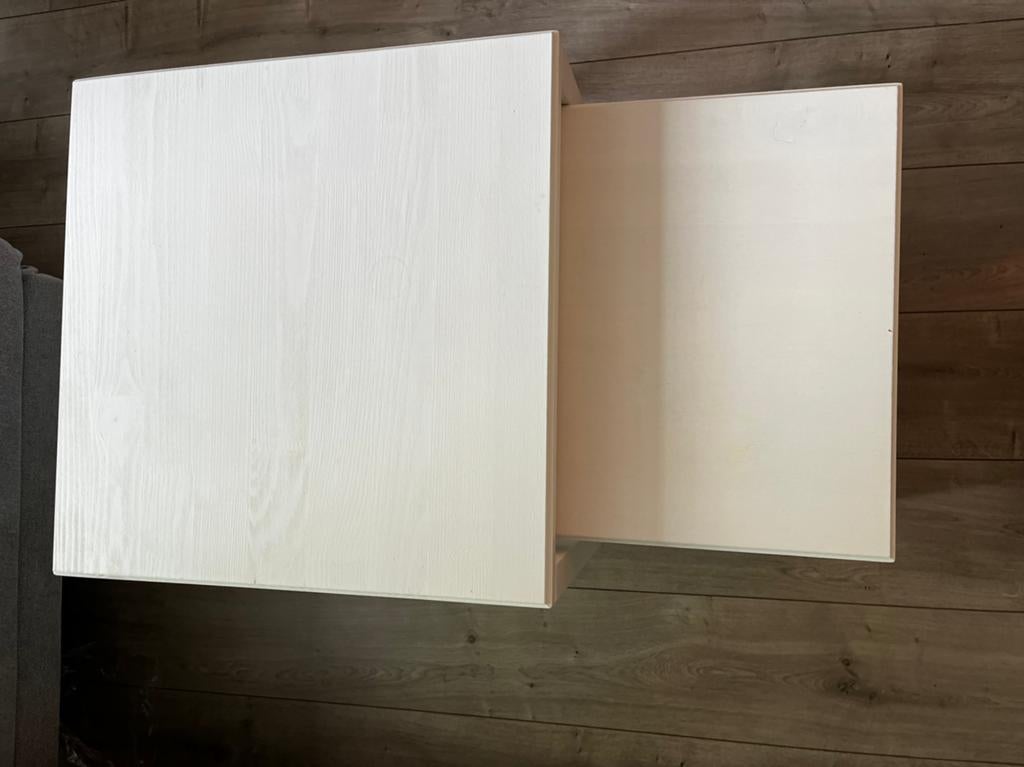 Ikea bijzettafel /salontafel havsta wit, set: 2 stuks, Minder dan 55 cm, Gebruikt, Vierkant, Ophalen