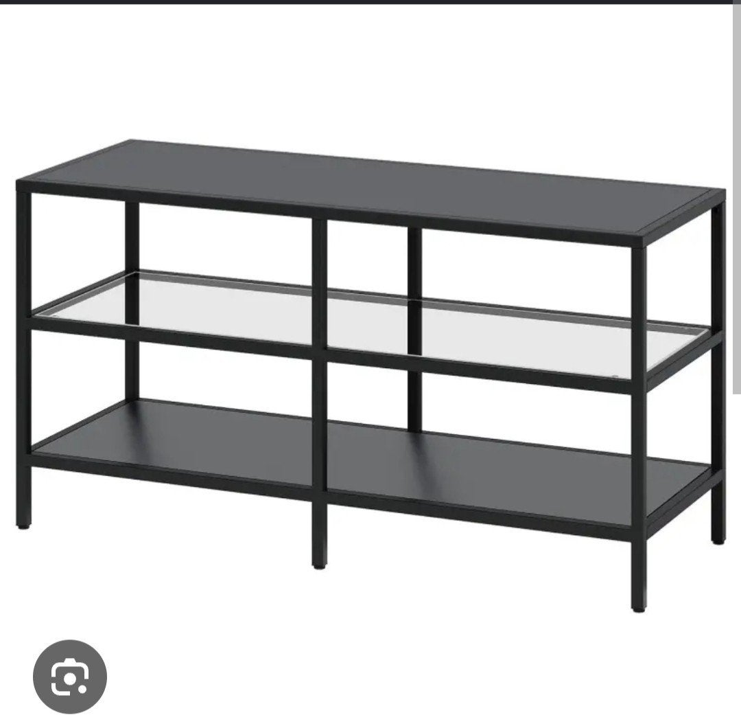 IKEA VITTSJÖ BRUIN TV-meubel/salontafel met glas en metaal, Ophalen, Gebruikt, 100 tot 150 cm, Modern, Industrieel