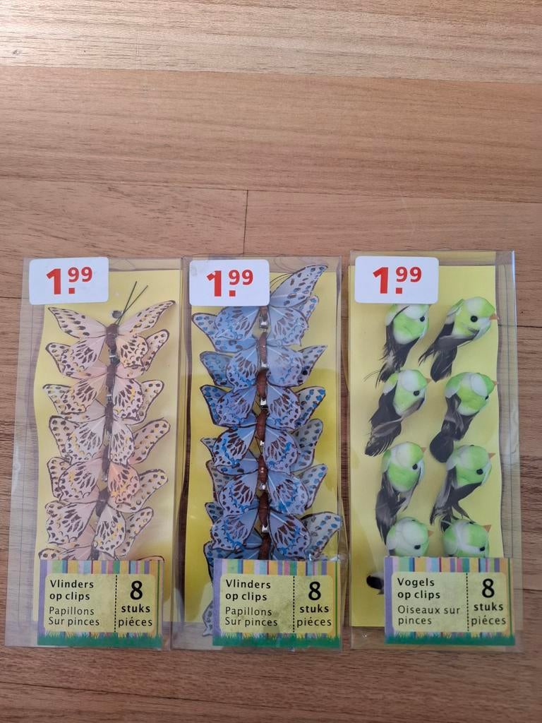 3 Nieuwe Setjes: Vlinders en Vogels op Clips Decoratie, Ophalen of Verzenden