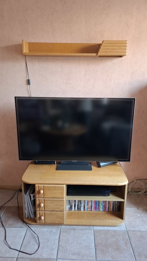 Blank eiken TV meubel met boekenplank/lamp, Huis en Inrichting, Kasten | Televisiemeubels, Ophalen, 100 tot 150 cm, Minder dan 100 cm