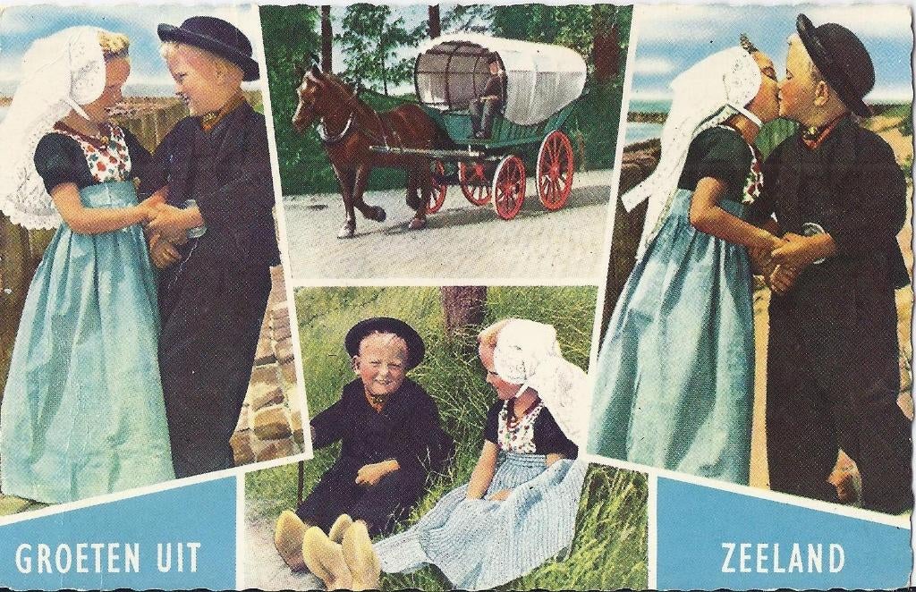 A218 oude gelopen ansichtkaart groeten uit zeeland, Ophalen of Verzenden, 1960 tot 1980, Gelopen, Zeeland