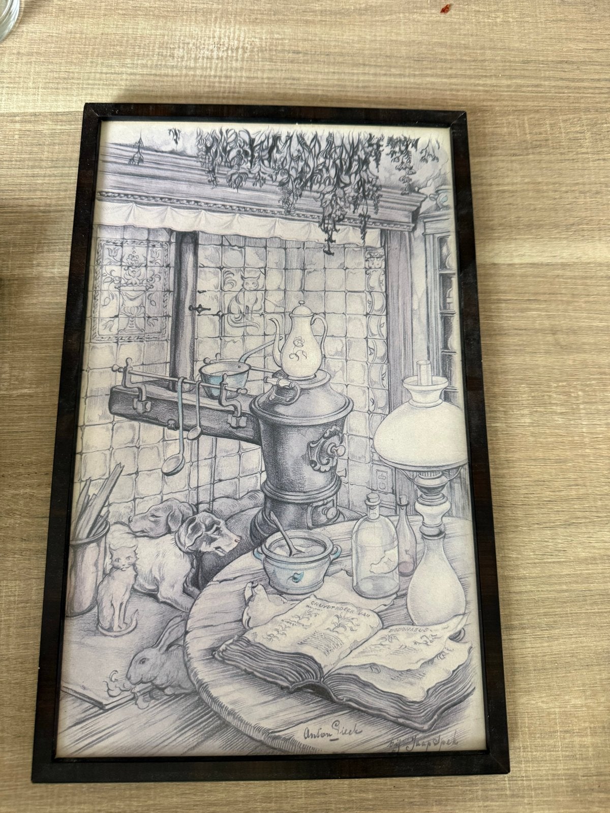Gedetailleerde potloodtekening van Anton Pieck, Minder dan 50 cm, Ophalen of Verzenden, Zo goed als nieuw, 5 – 50