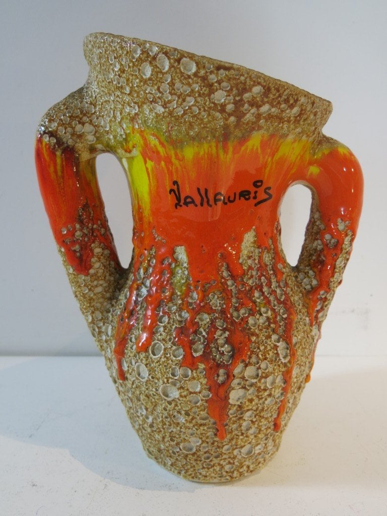 Grote Vintage Vallauris 'Fat Lava' Vaas – Jaren 50/60, Ophalen of Verzenden