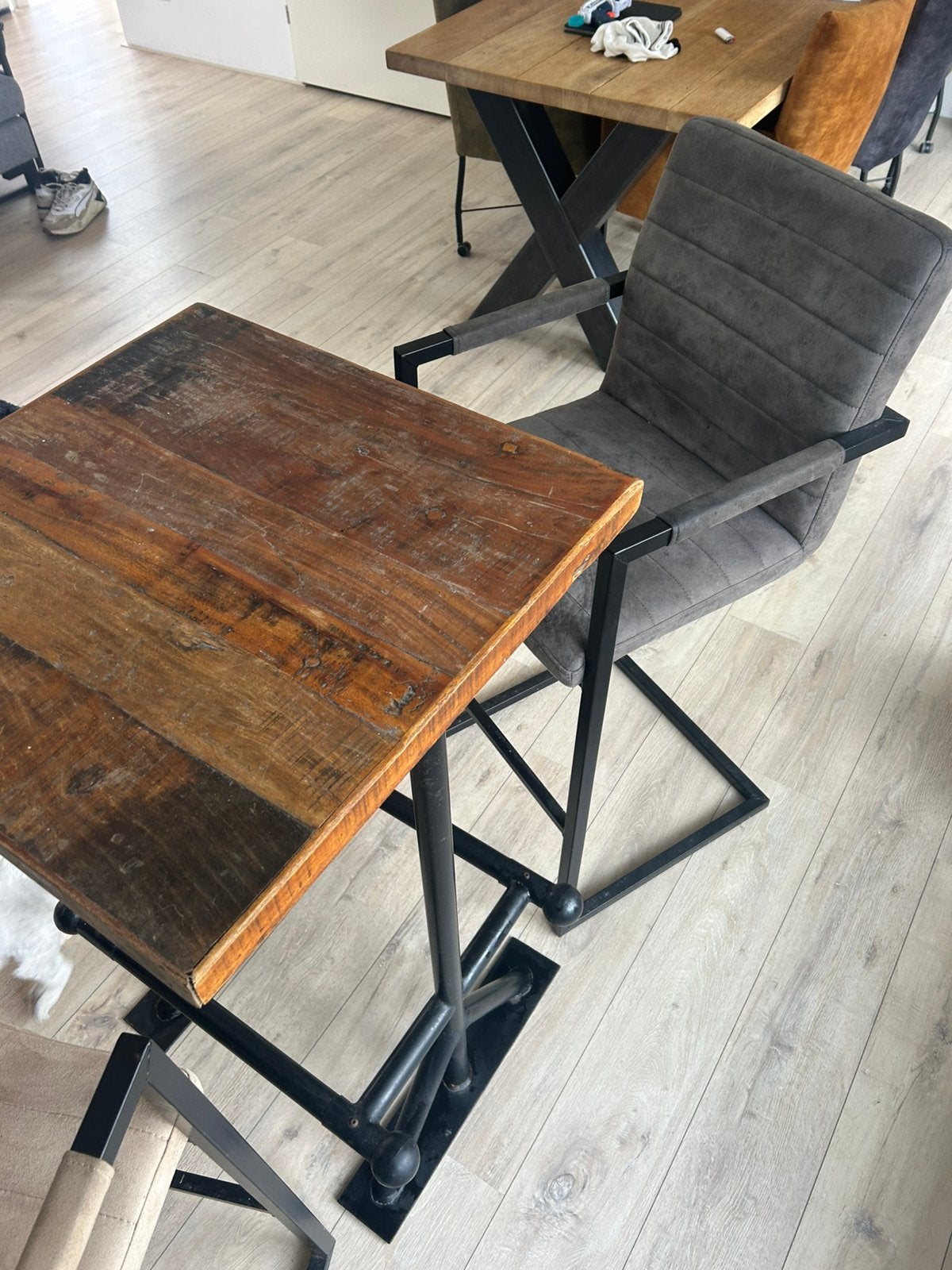 Twee persoons hoge tafel met krukken, Huis en Inrichting, Tafels | Eettafels, Ophalen, Vierkant, 100 tot 150 cm, 50 tot 100 cm