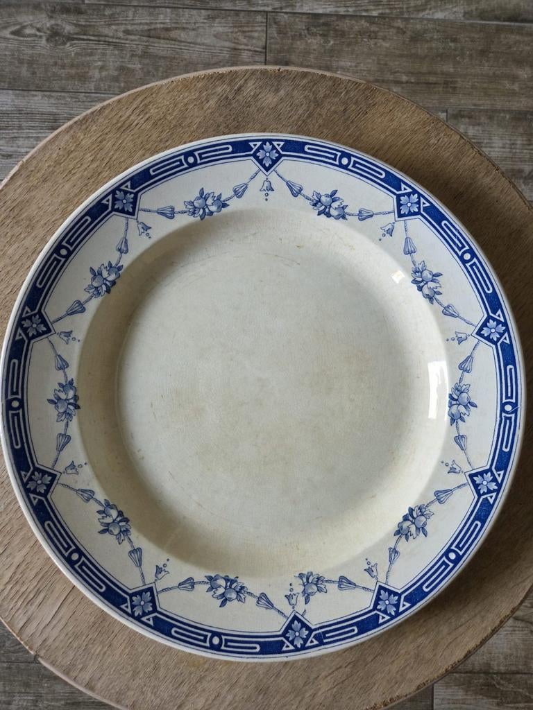 Groot oud serveerbord donkerblauw Petrus Ragout, Antiek en Kunst, Antiek | Servies los, Ophalen of Verzenden