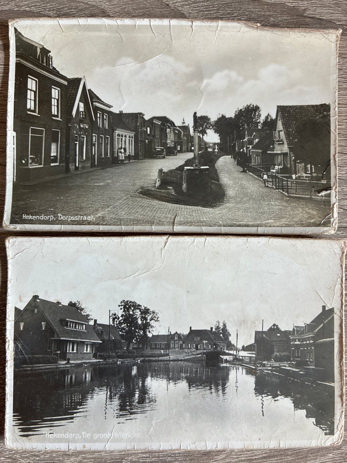 2 Oude Ansichtkaarten Hekendorp - Dorpsstraat & De Groen Wie, Verzamelen, Ophalen of Verzenden, 1920 tot 1940, Gelopen, Zuid-Holland