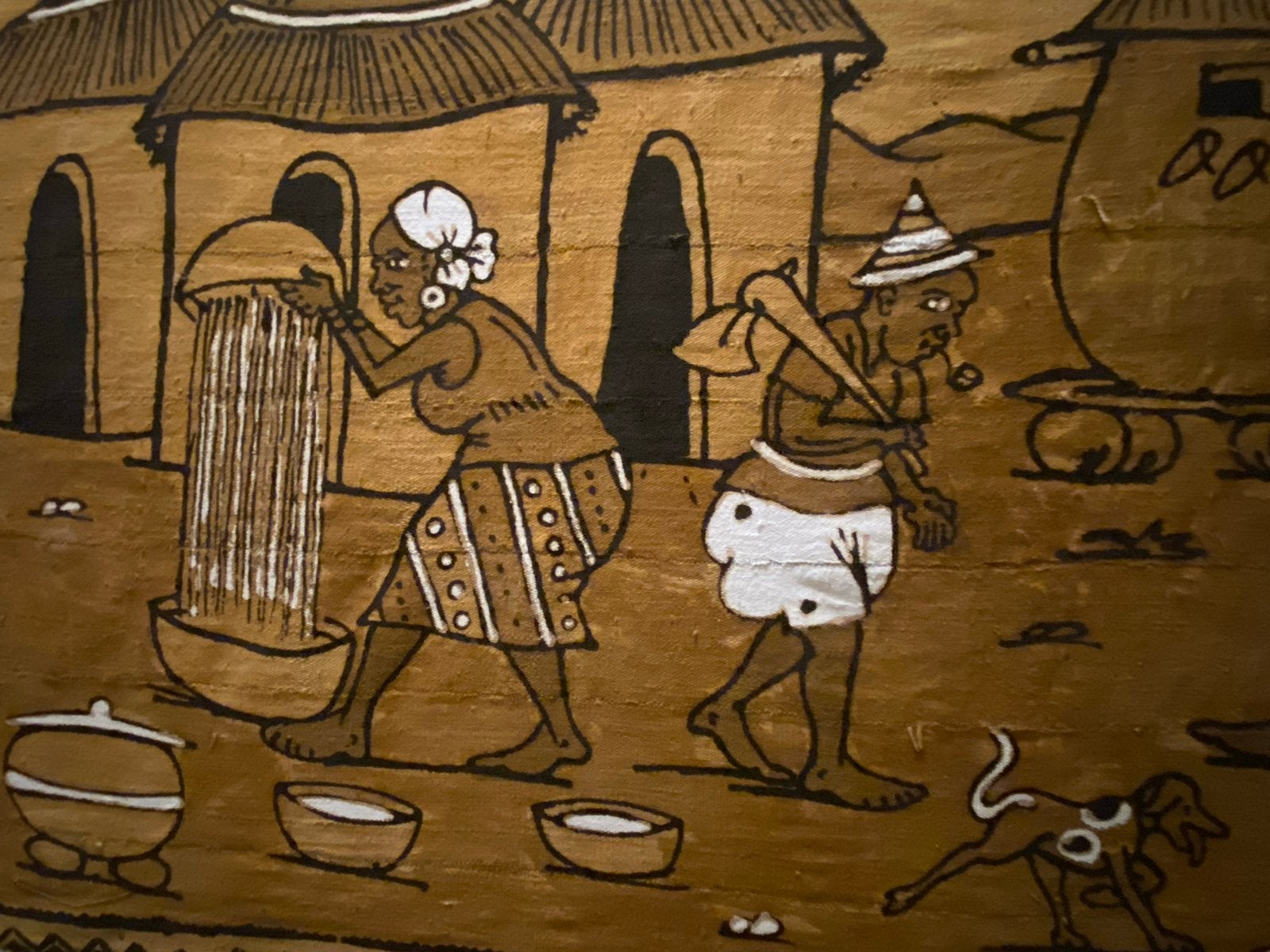 Uniek Afrikaans wandkleed 100x160 cm, Antiek en Kunst, Wanddecoratie, Textiel, Bruin, Afrika
