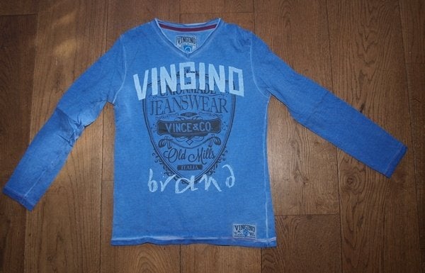 Vingino Blauwe Longsleeve met V-Hals (152), Kinderen en Baby's, Kinderkleding | Maat 152, Gebruikt, Ophalen of Verzenden, Vingino