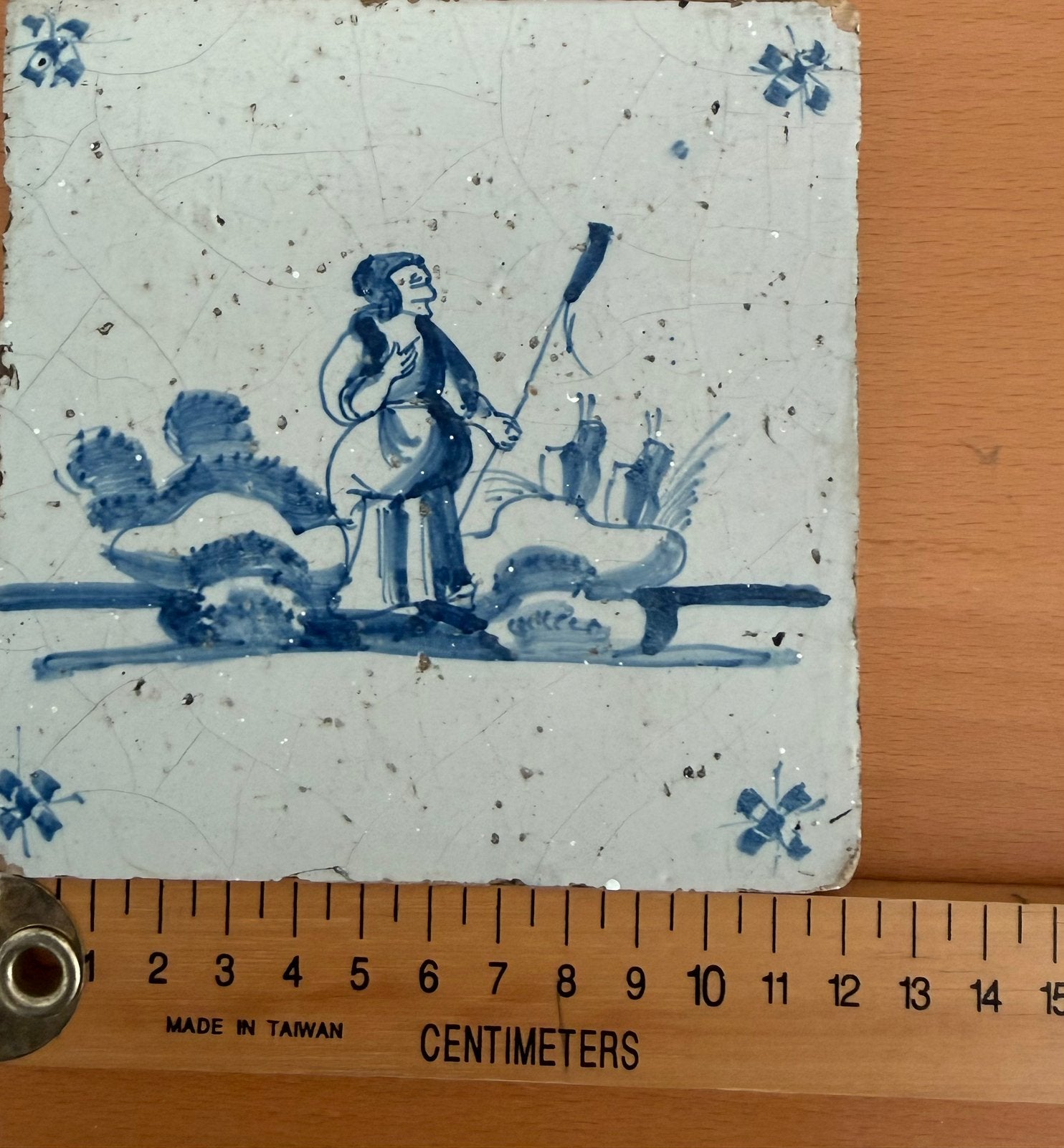 Antiek Delftsblauw tegeltje 12x12 cm -, Ophalen of Verzenden