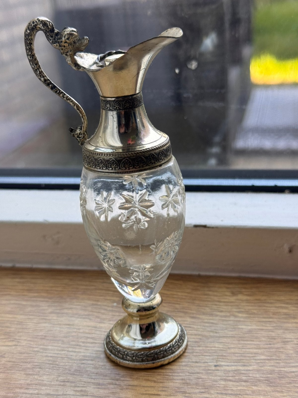 Antieke Buton Decanter - Kristal met Verzilverd -, Ophalen of Verzenden