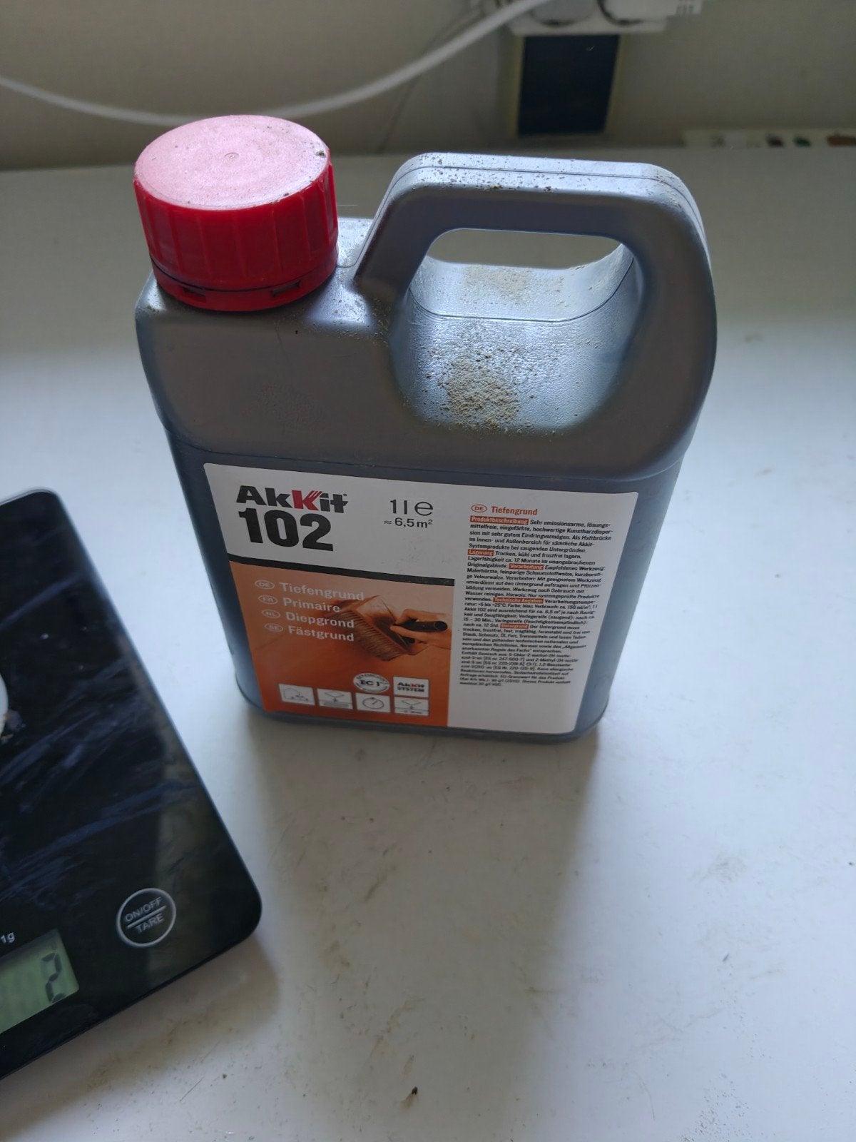 Akkit 102 Diepgrond - halve fles over, Gebruikt, Overige kleuren, Ophalen of Verzenden, Verf