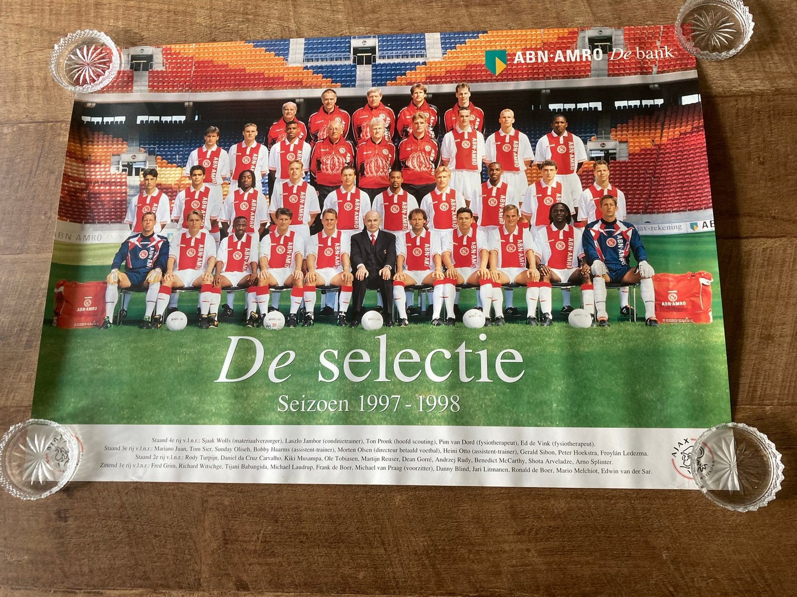 Poster Ajax ABN AMRO 1997/1998, Verzamelen, Ophalen of Verzenden, Zo goed als nieuw, Ajax, Poster, Plaatje of Sticker