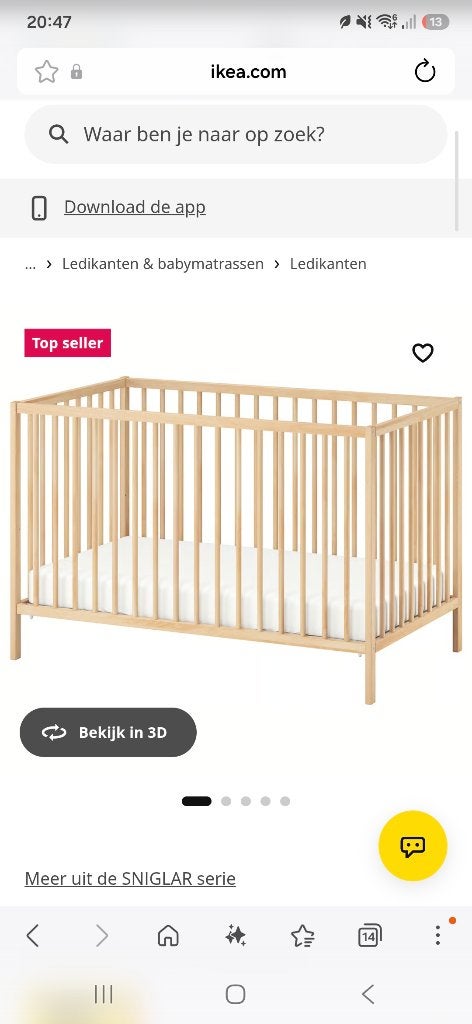 Singlar bedje IKEA beuken, Ophalen, Gebruikt, Minder dan 140 cm, Matras