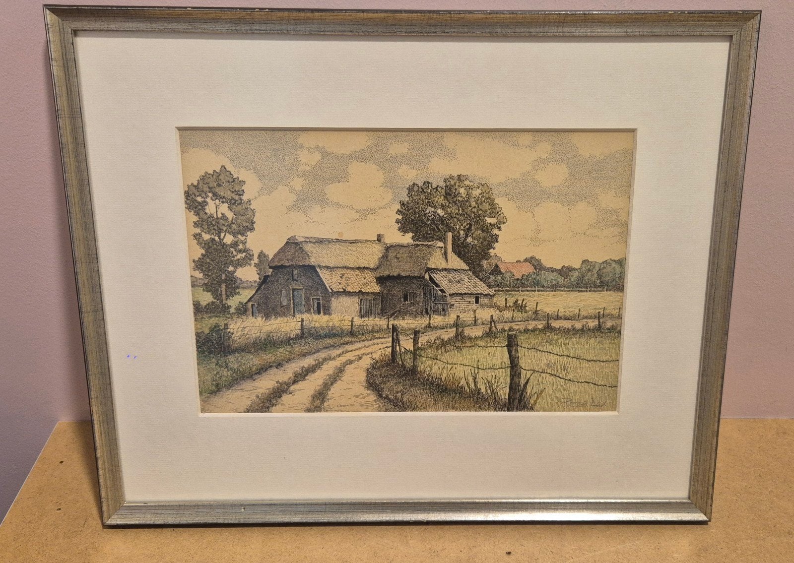 Ets "Boerderij in de Betuwe" door Peter Cox (1912-1985), Antiek en Kunst, Ophalen of Verzenden