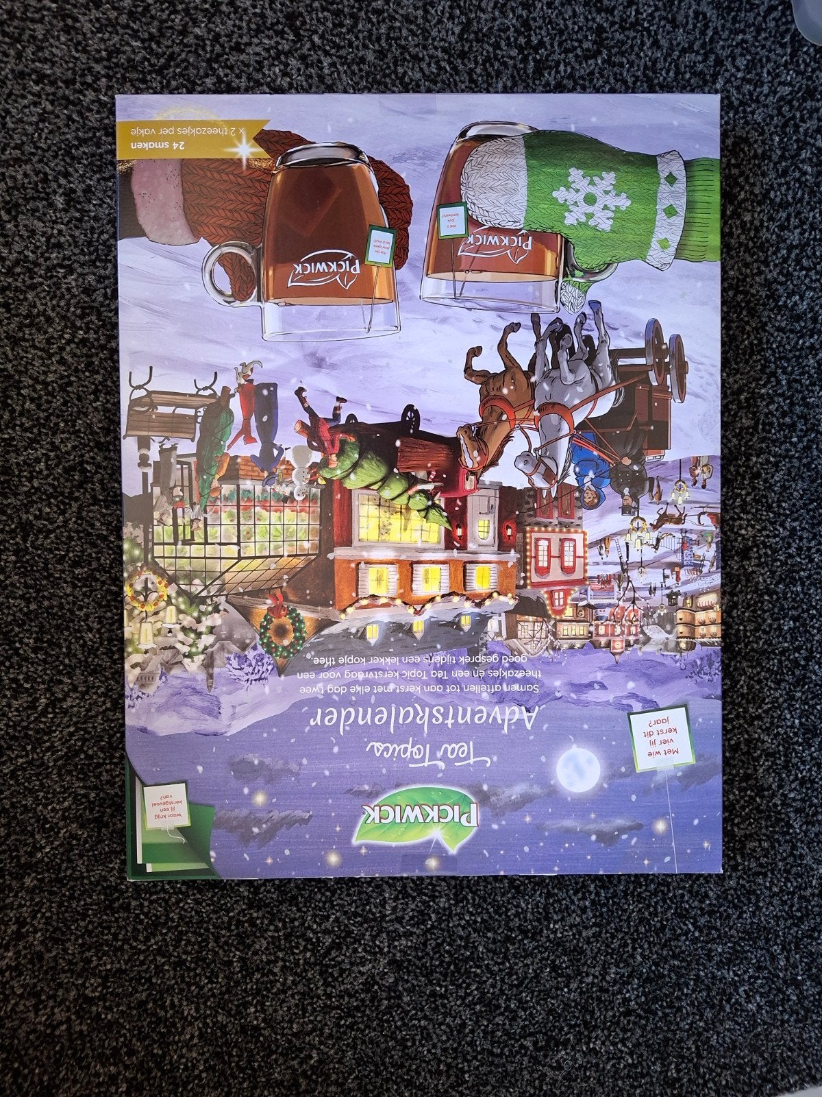 Gratis lege pickwick adventskalender doos, Ophalen