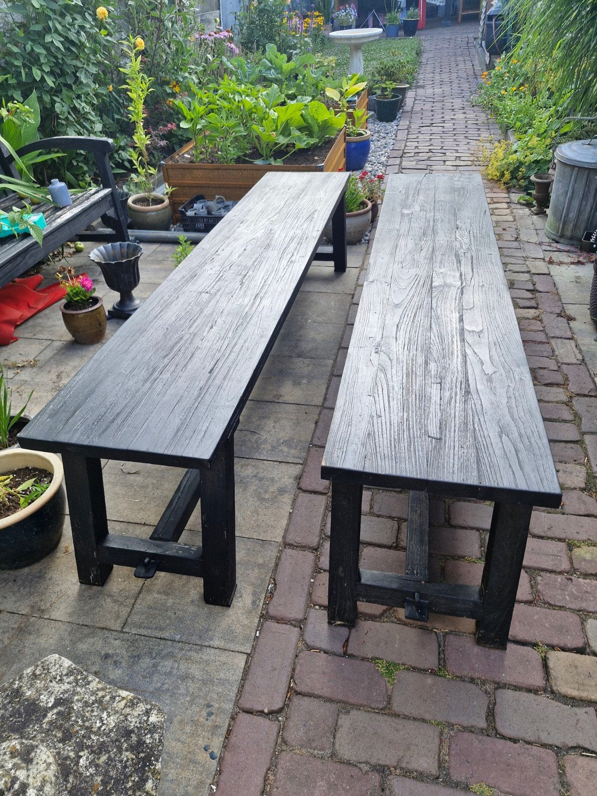 Robuuste Teakhouten Banken - Zware Kwaliteit, Tuin en Terras, Ophalen, Gebruikt, Teakhout