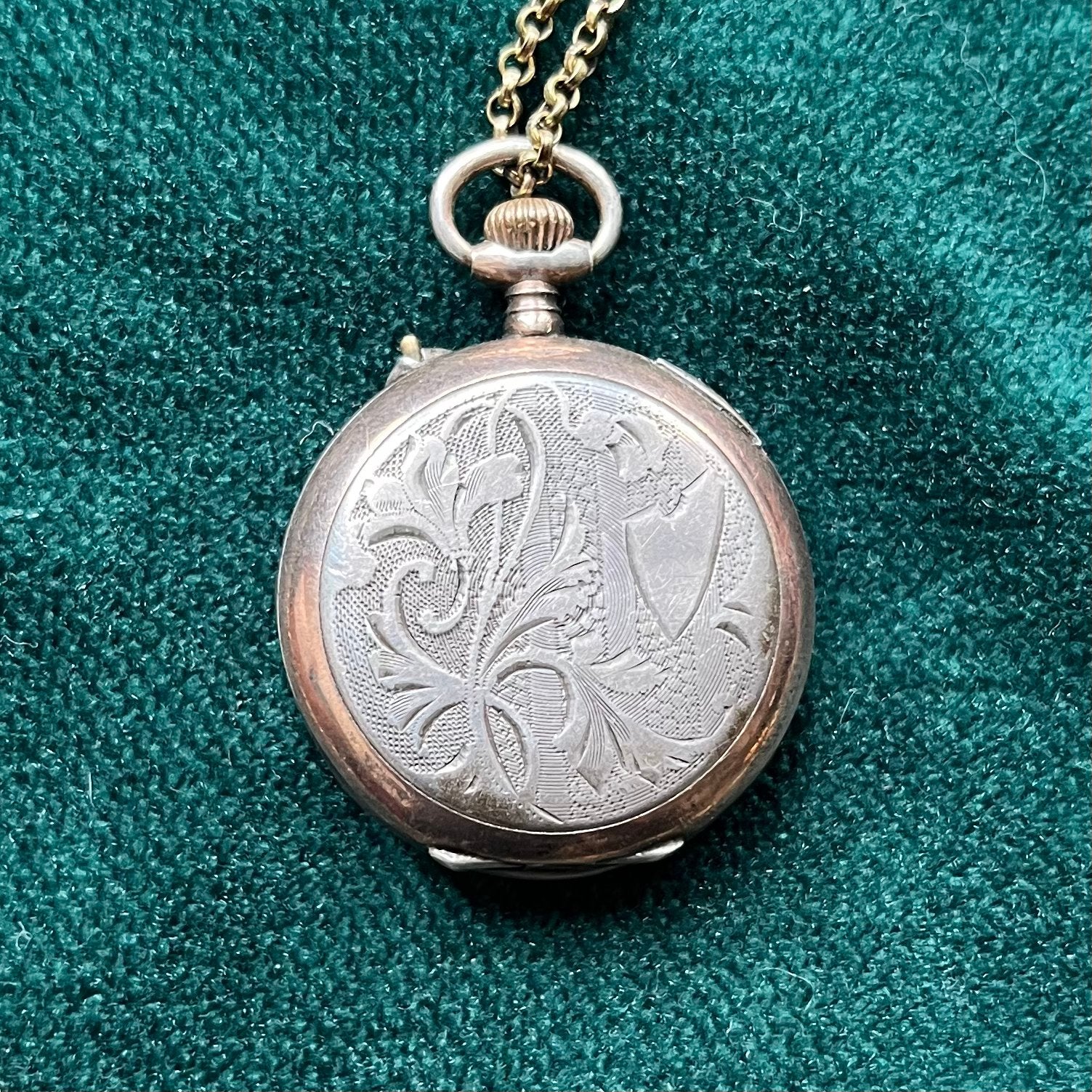 Antiek zilver zakhorloge met ketting, Ophalen of Verzenden, Zilver
