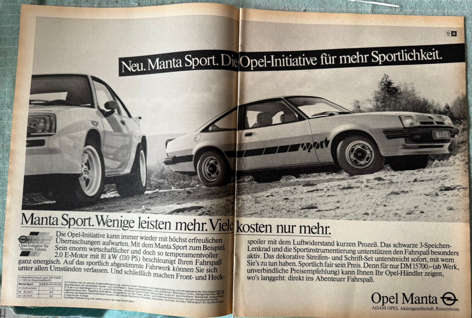 Advertentie 1981 Opel Manta Sport 2.0E, Verzenden, Zo goed als nieuw, Auto's