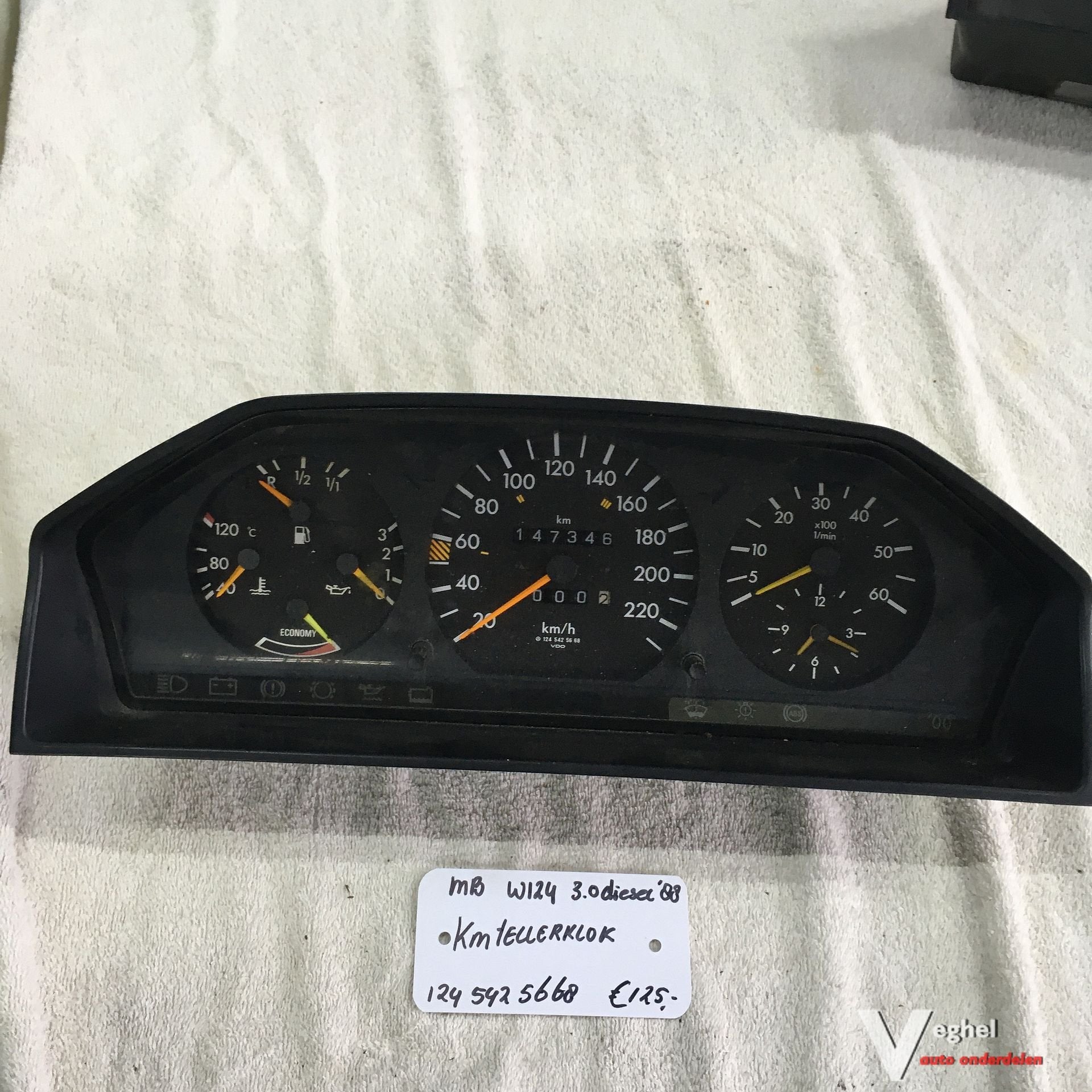 Mercedes W124 3.0 Diesel 1988   Km Tellerklok    124 542 566, Gebruikt, -, -, Ophalen of Verzenden