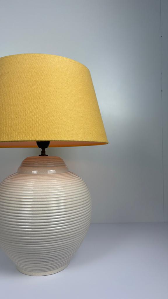 Vintage beige Frans design Kostka grote tafellamp keramiek, Ophalen, ., Vintage, Zo goed als nieuw