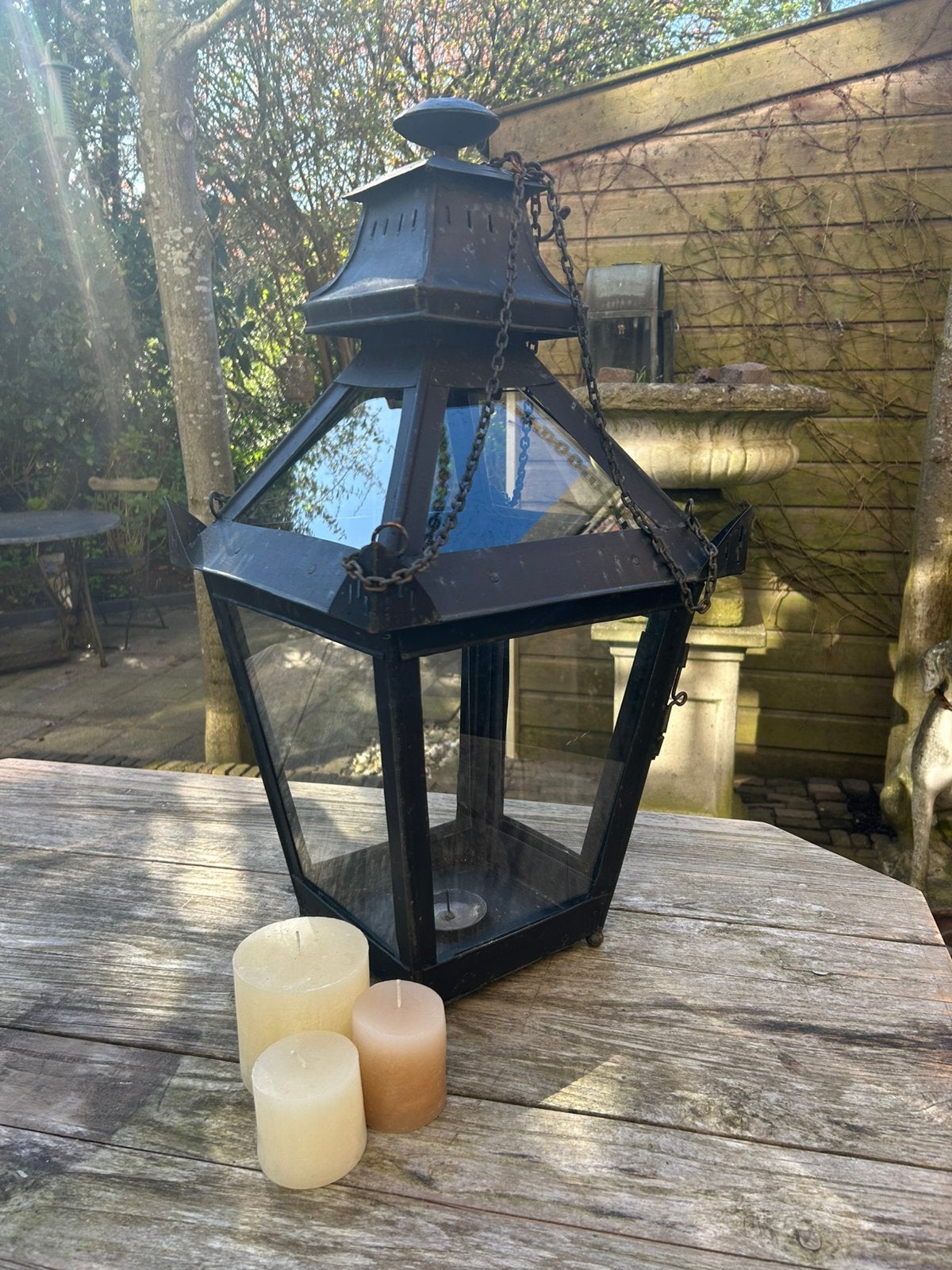 ** oude frans  lantaarn **, Staande lamp, Ophalen of Verzenden, 50 tot 250 watt, IJzer