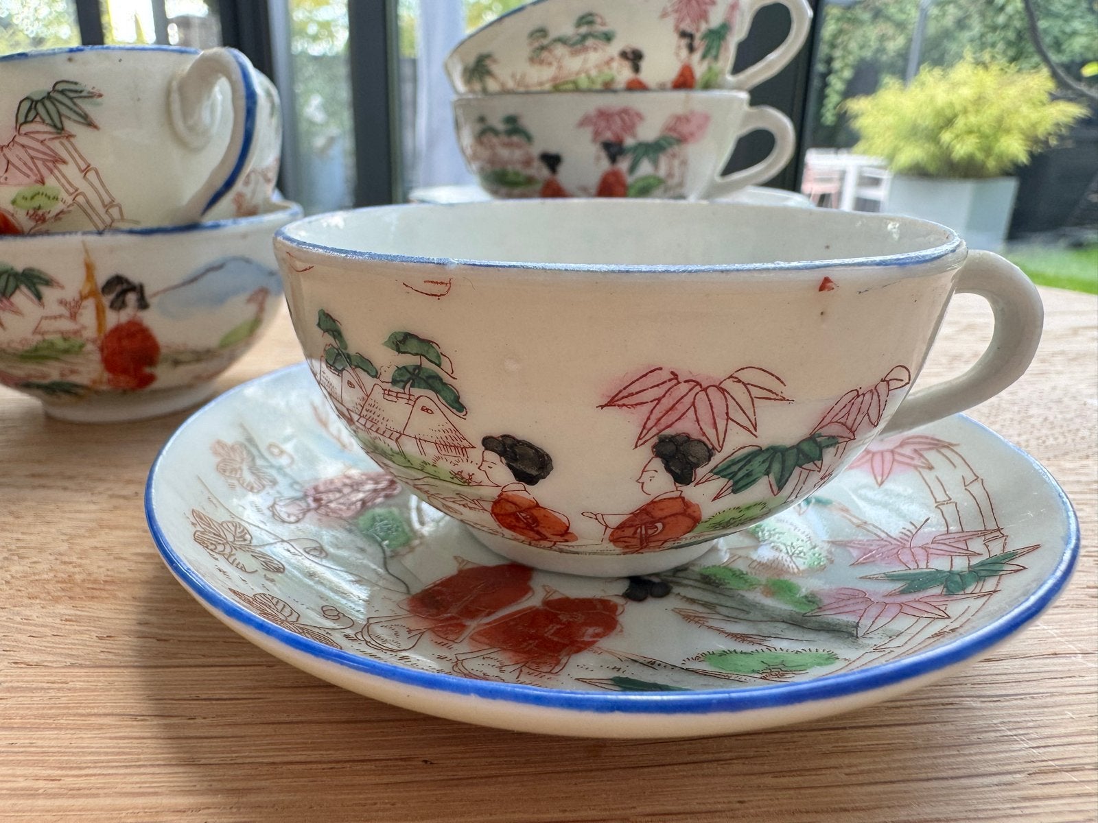 Antieke Japanse theekopjes en schotels - Nippon, Antiek en Kunst, Ophalen of Verzenden