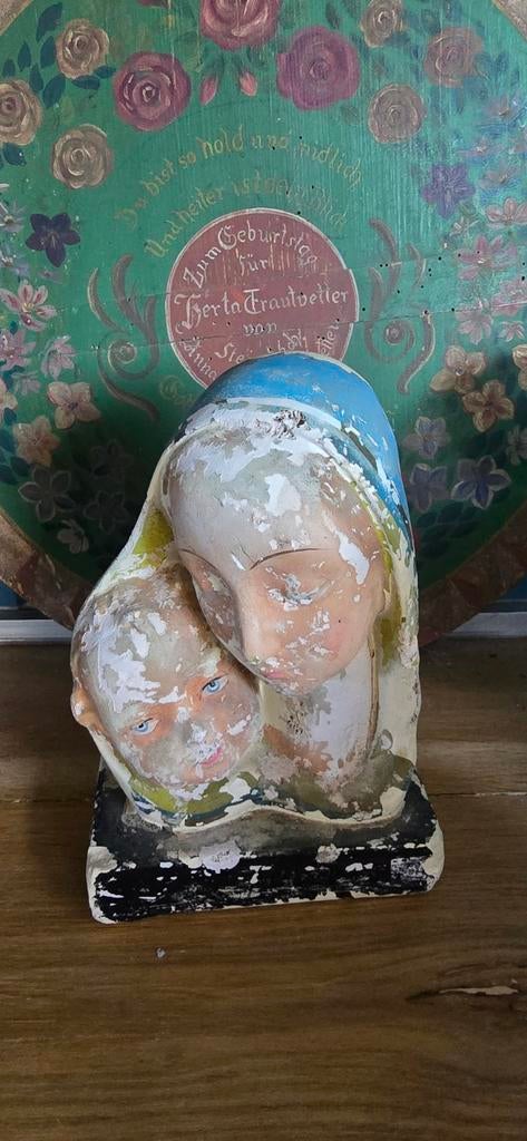 Vintage jaren vijftig Mariabeeld Maria met kind, Antiek en Kunst, Curiosa en Brocante, Ophalen of Verzenden