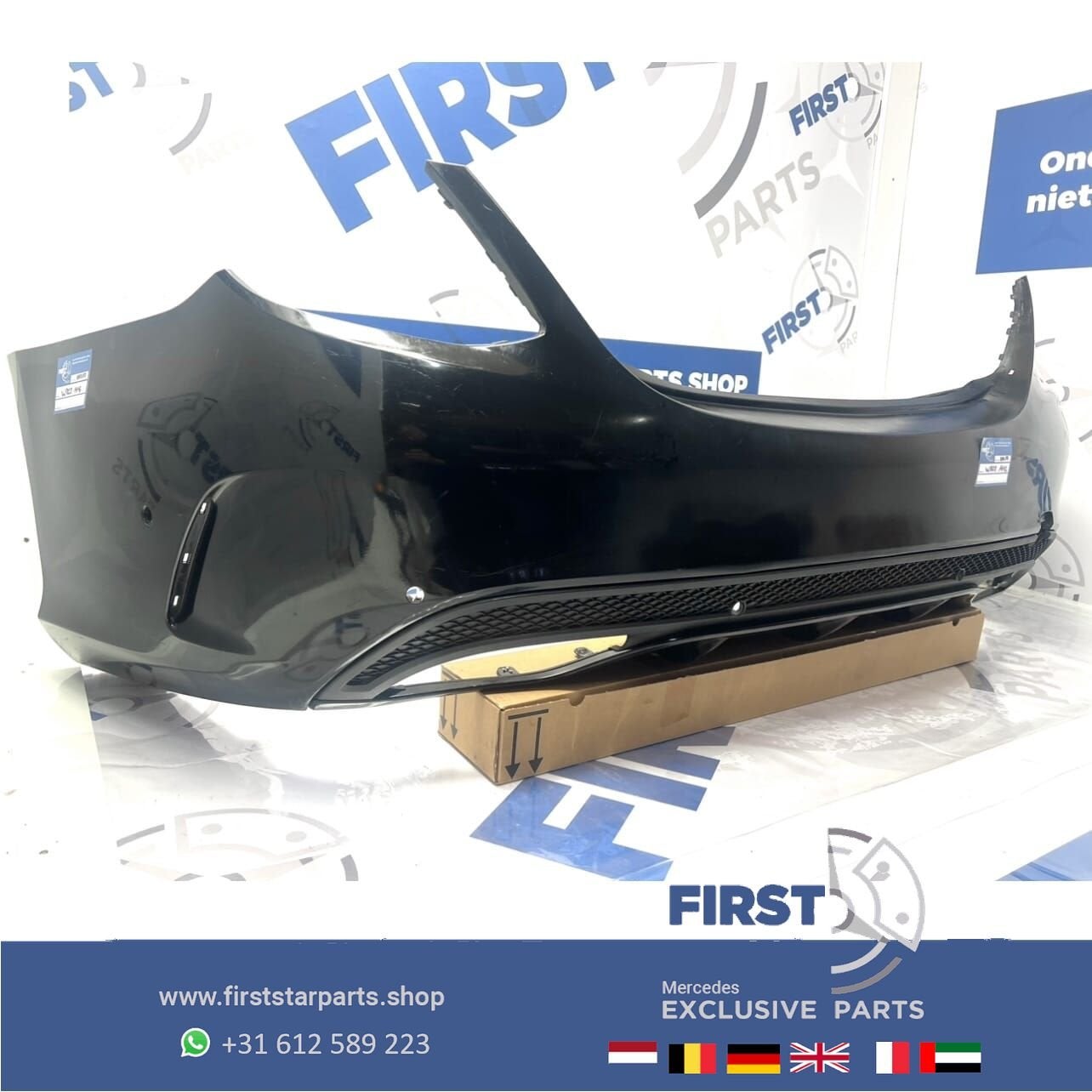 W205 BUMPER C KLASSE AMG ACHTERBUMPER COMPLEET ORIGINEEL C43, Gebruikt, -, Ophalen of Verzenden, Achter