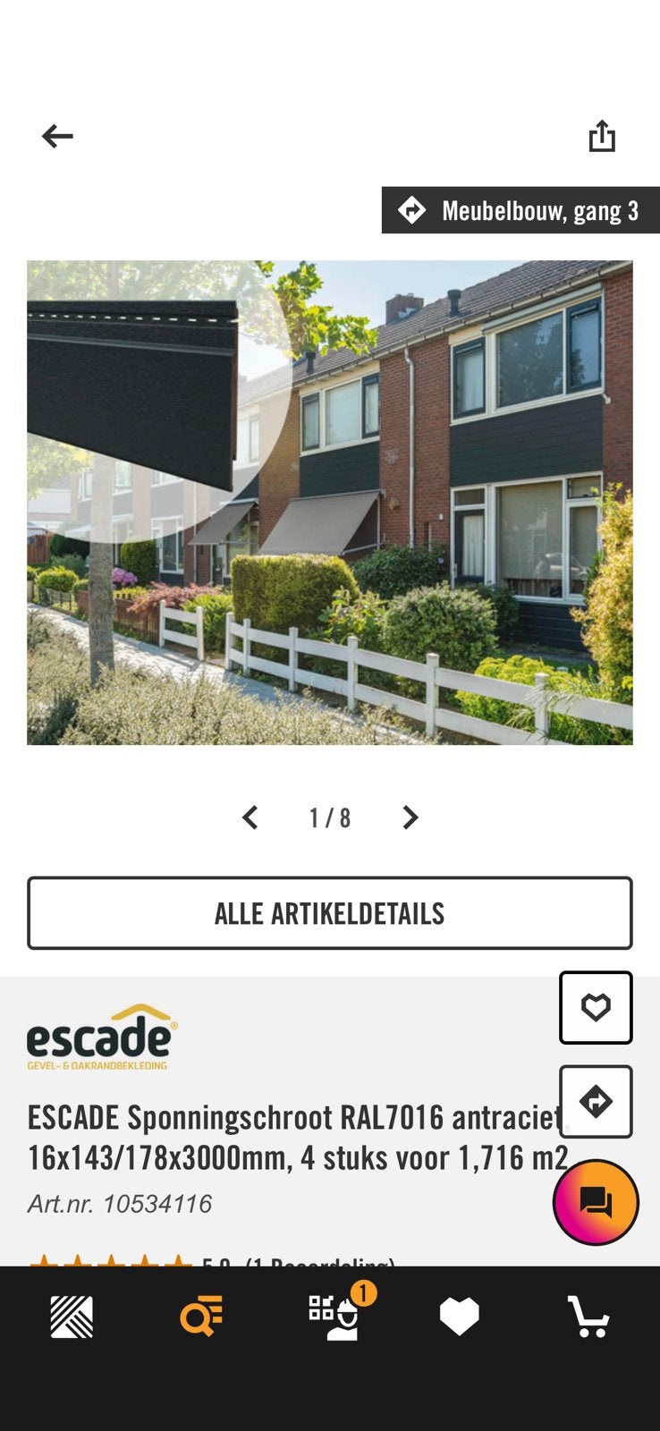 Escade sponningsgoot ral7016 3 stuks, Ophalen, Nieuw
