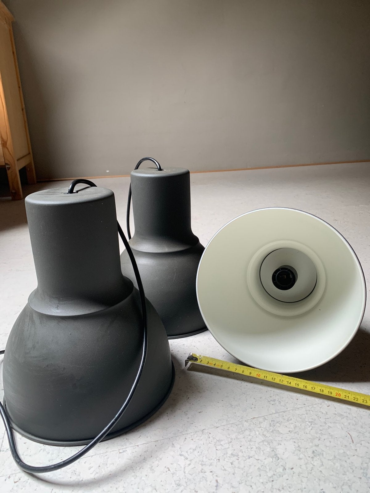 3 zwarte ikea hanglampen, Huis en Inrichting, Lampen | Hanglampen, Ophalen of Verzenden, Gebruikt, Metaal, Minder dan 50 cm