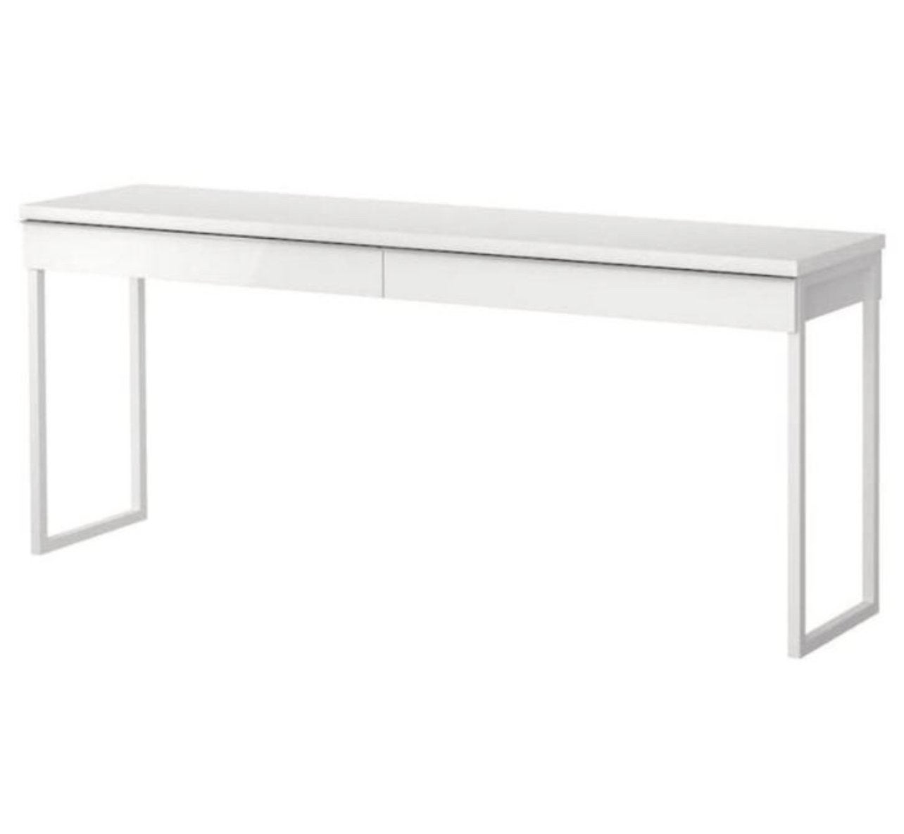 Foto 2 van IKEA Besta  halftafel/bureau 180cm met melkwitte glasplaat