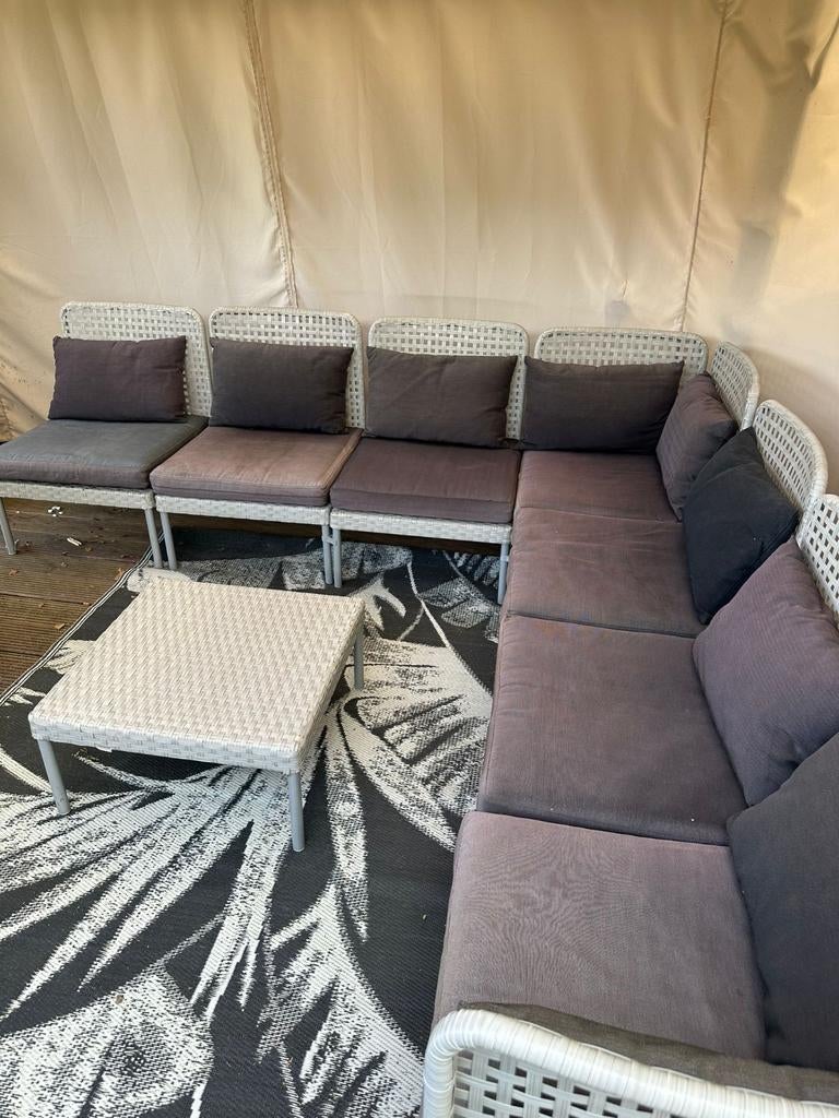 Loungeset hoek met tafeltje, Tuin en Terras, Ophalen, Gebruikt